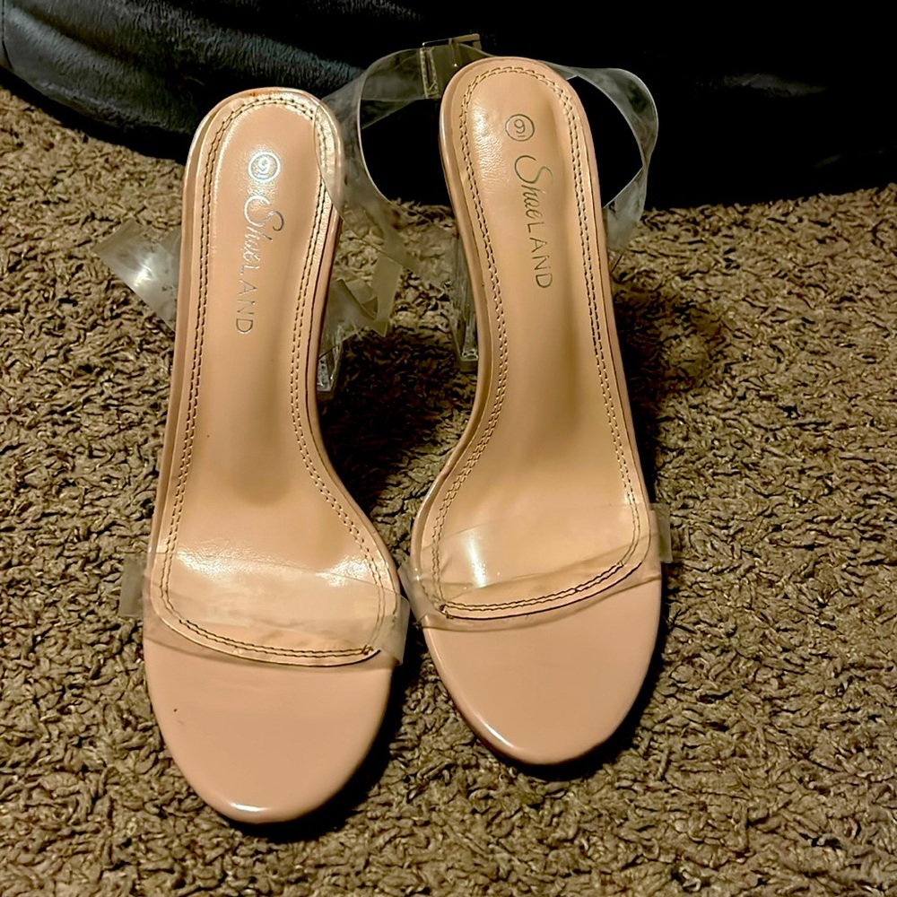 Strappy nude heels